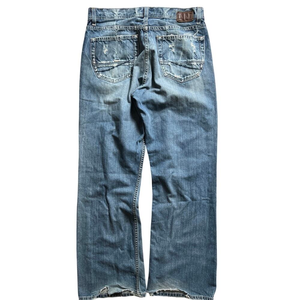 BKE Tyler Jeans Mens Blue Straight Bootcut Medium Wash Denim Whiskers 32x32